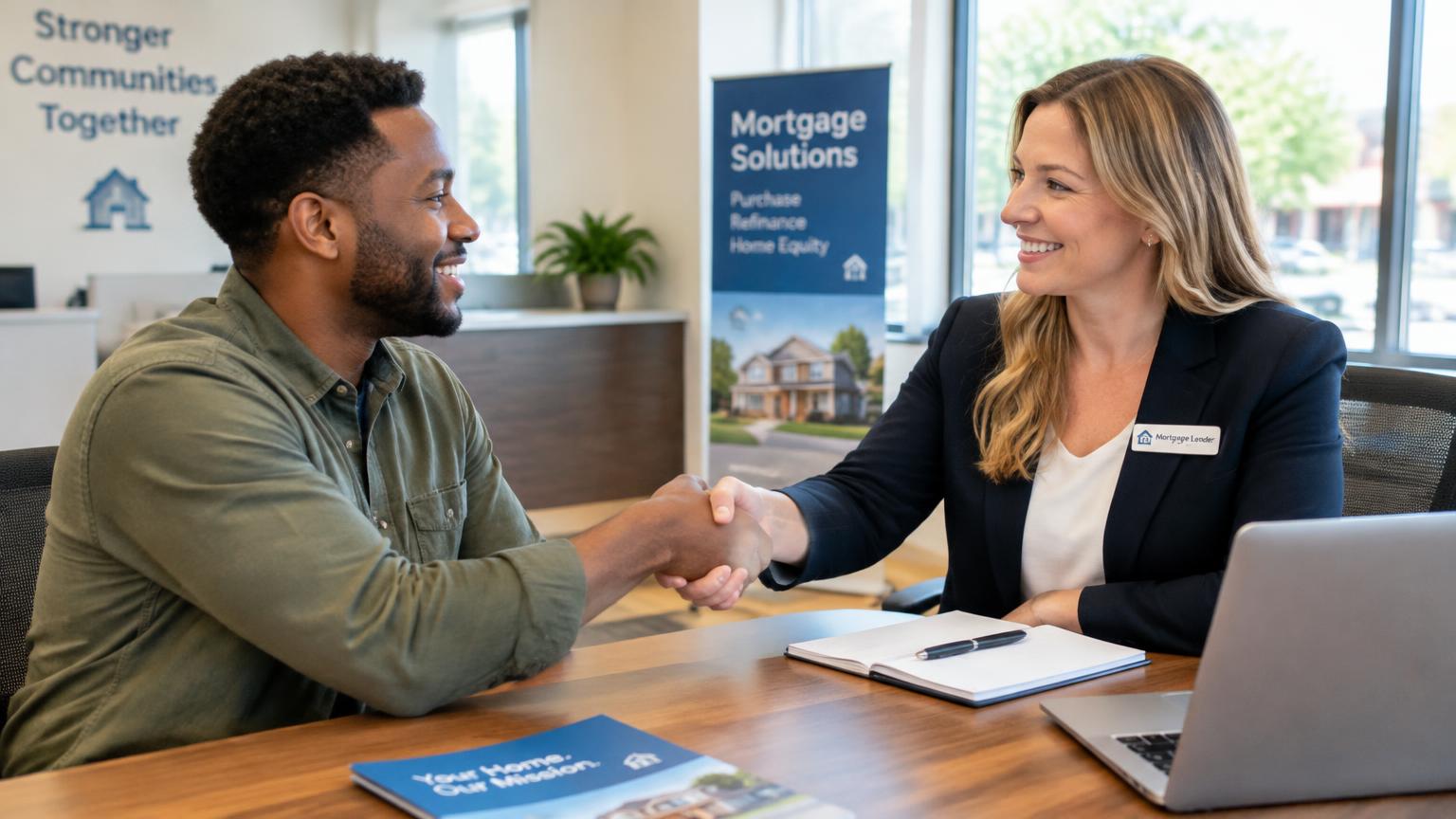 Future home buyer meeting a mortgage lender
